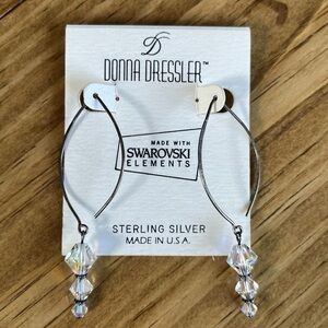 New Swarovski aurora borealis crystal sterling silver dangle earrings, USA made